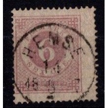 1872 - Sverige - AFA 20c - 6 øre lysviolet - Frimærke - Ringtype - Stemplet.